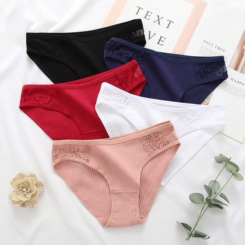 Women low waist Thongs Comfortable Cotton underwear lace brief