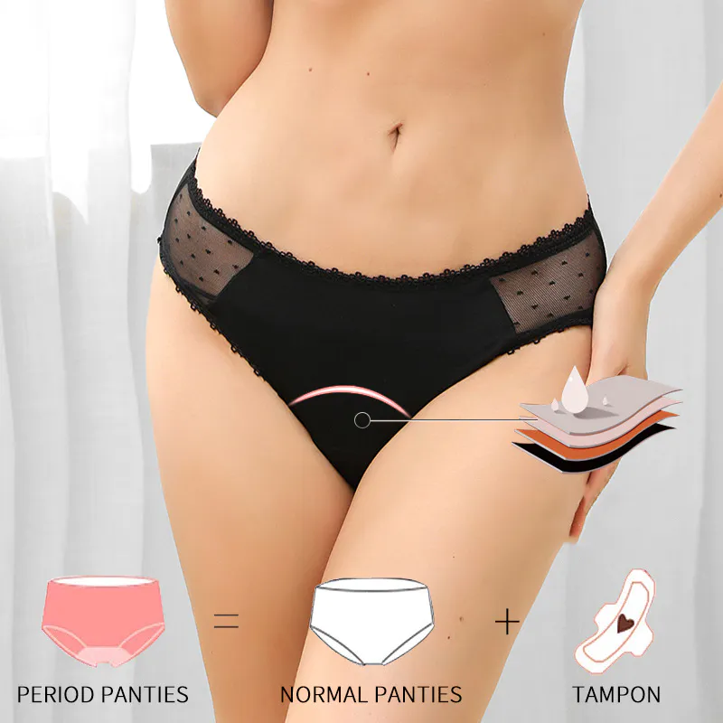 Women 4 Layers Physiological leak proof Underwear Cotton Menstrual Period Panties