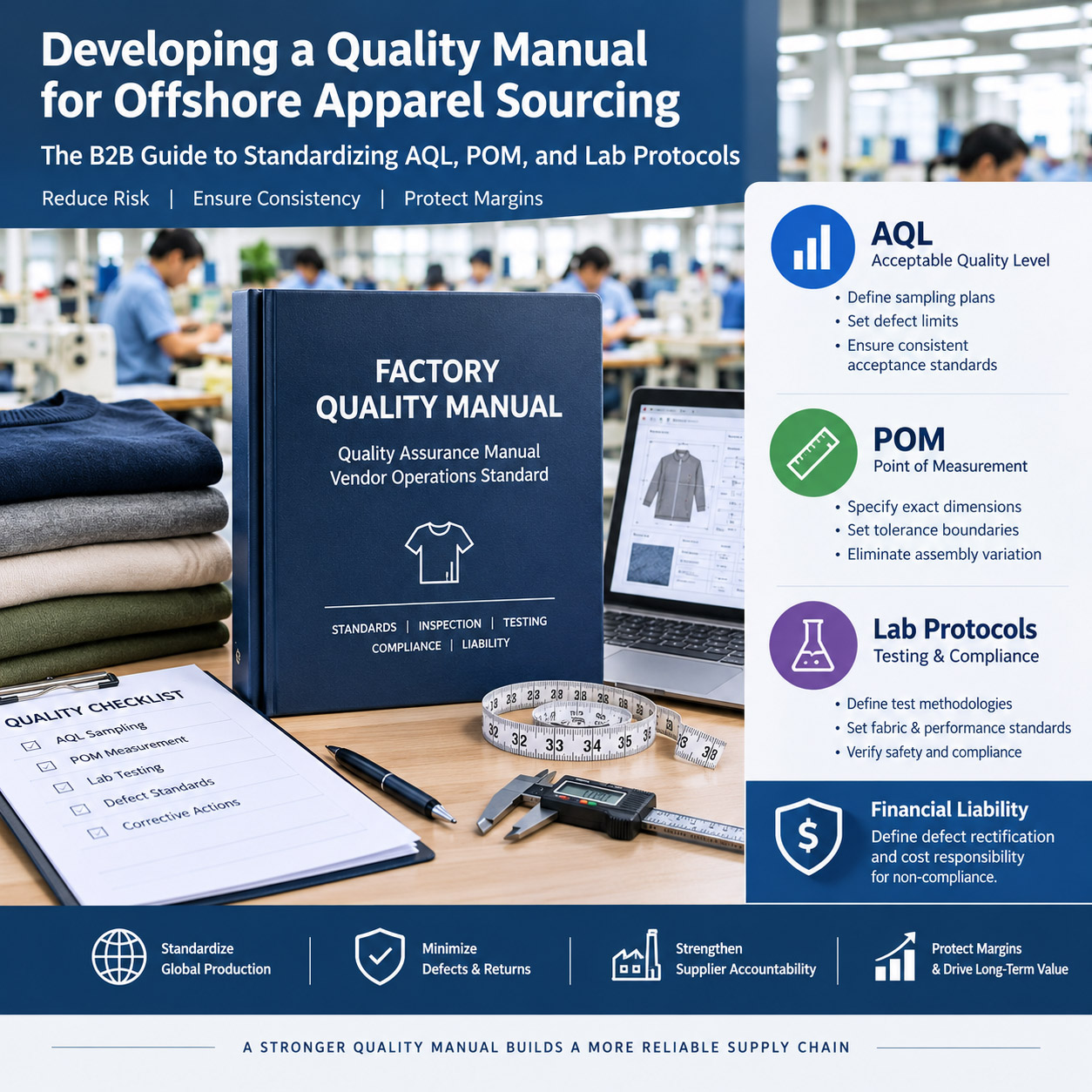 Developing a Quality Manual for Offshore Apparel Sourcing: The B2B Guide to Standardizing AQL, POM, and Lab Protocols